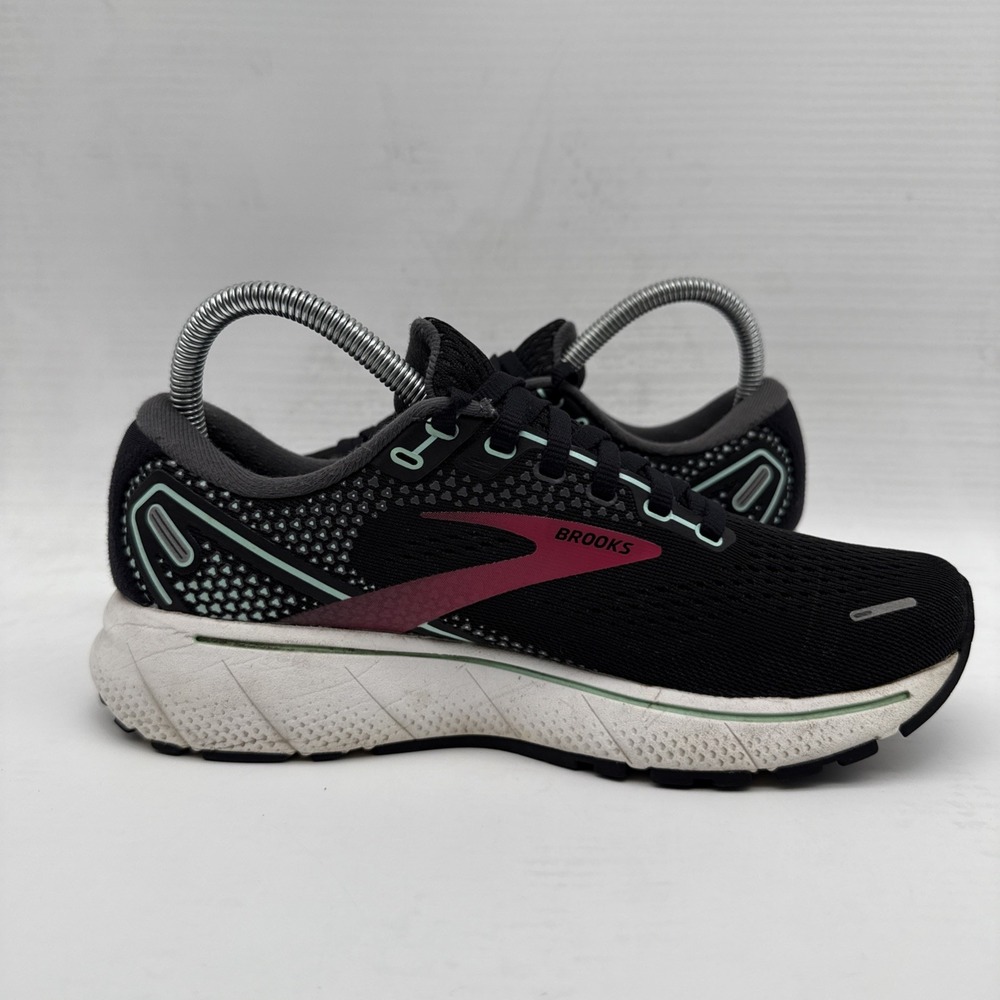 Brooks Ghost 14 Women's Running Shoes 7 B 1203561B013 Black/Pink/Yucca - Picture 2 of 16